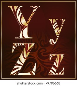 vector, a luxury alphabet with the gold stains ( Y, Z ) on a brown background