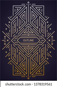 Vector luxury antique art deco geometric linear frame , border. Design template for flyers, booklets, greeting cards, invitations, retro parties and advertising. Nouveau monogram style