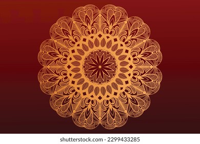 Vector luxury Arabian style with golden mandala  background design. Mandala for wedding invitation card ,  brochure, print, book cover