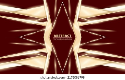 Vector luxury background with gold and red abstract design elements, elegant rhombus frame and light rays effects. Vector illustration