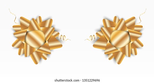Vector luxury background with a golden bow on a transparent background.Gold bow. 