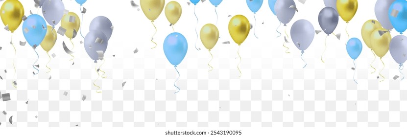 Vektor Luxus Ballon Hintergrund Feier Party Konfetti Vorlage
