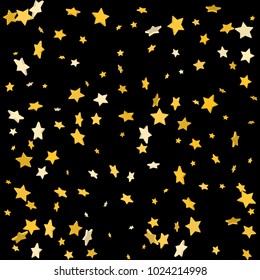 Vector luxury black background with gold 3d stars