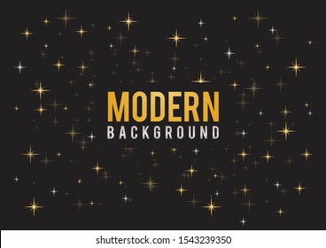 Vector luxury black background with gold sparklers