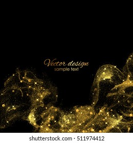 Vector luxury black background with gold sparklers