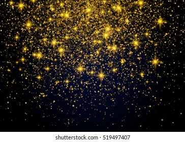 Vector luxury black background with gold sparklers. Sparkling Gold Explosion Vector festive illustration.