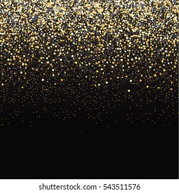 Vector luxury black background with gold glitter.
