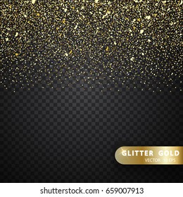 Vector luxury black background with gold sparklers. Christmas decoration. 2018 Happy new year. Gold Shining Pattern. Glitter gold particles light shine effect on transparent vector background