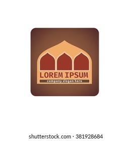 Vector of Luxury building / tent icon. Hotel resort beach sea / relaxation. Sauna / bath. Logo recreation  for the company. Other companies. Illustration.