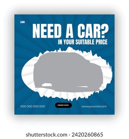 Vector luxury car design for social media Instagram post or square web banner advertising template