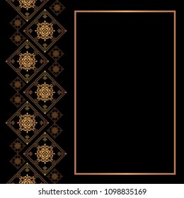 Vector luxury card template. Golden frame with space for text.