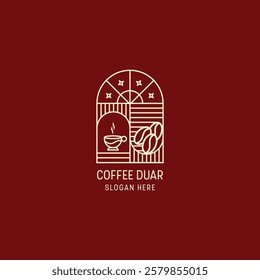 vector luxury coffee logo with lines
