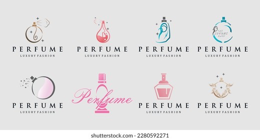 Vector luxury collection of perfume logo template with gradient color inspiration perfume bottle logo Premium Vector