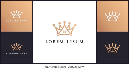 vector of luxury crown house logo and icons, can be used in various media easily, editable