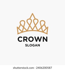 Vector luxury crown line art style logo