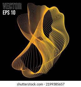 Vector luxury curve fractal, golden wave, energy background