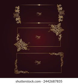 Vector luxury decorative golden vintage frames and borders. retro ornamental frame art and flower isolated floral background
