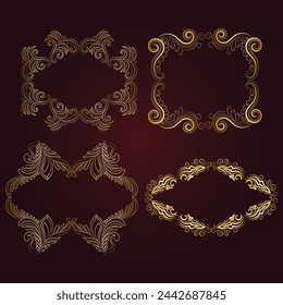 Vector luxury decorative golden vintage frames and borders. retro ornamental frame art and flower isolated floral background
