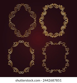 Vector luxury decorative golden vintage frames and borders. retro ornamental frame art and flower isolated floral background
