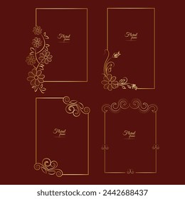 Vector luxury decorative golden vintage frames and borders. retro ornamental frame art and flower isolated floral background

