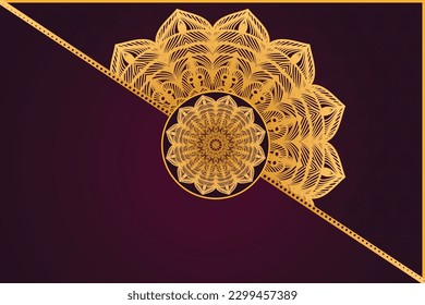  Vector luxury decorative mandala background with gold and red color ornament pattern. Arabic Islamic  unique style mandala design