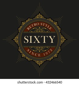 Vector luxury elegant frame ornament line logo design. Monogram emblem template. Ideal for restaurant, hotel, jewelry, boutique, cafe, heraldic,  fashion or royal sign.