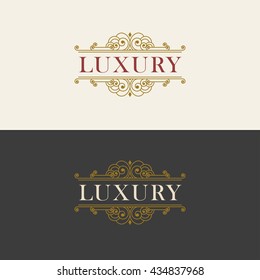 Diseño del logotipo de la línea de adorno de marco elegante de lujo vectorial. Plantilla de emblema de monograma. Ideal para restaurante, hotel, joyería, boutique, cafetería, heráldico, moda o señal real.