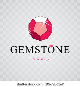 Vector luxury faceted decorative element. Brilliant jewelry sign emblem, illustration.