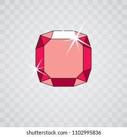 Vector luxury faceted decorative element. Glossy diamond icon, illustration.