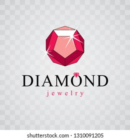 Vector luxury faceted decorative element. Brilliant jewelry sign emblem, illustration.