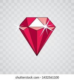 Vector luxury faceted decorative element. Glossy diamond icon, illustration.