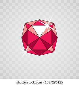 Vector luxury faceted decorative element. Glossy diamond icon, illustration.