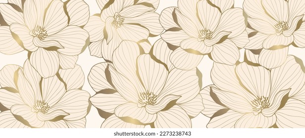 Vector luxury floral background with golden lotuses for decor, covers, backgrounds, wallpapers