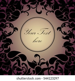 vector luxury floral frame with  text. pink gradient background