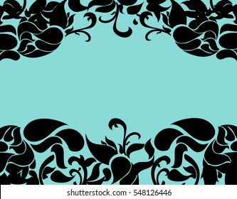 vector luxury floral frame with turquoise background