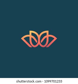 Vector luxury flower logo design. Ornate floral sign. Modern simple line art premium design vector element.