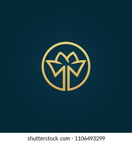 Vector luxury flower logo design. Ornate floral sign. Modern simple line art premium design vector element. Emblem luxury beauty spa, cosmetics, hotel, restaurant. 