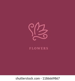 Vector luxury flower logo design. Ornate floral wedding sign. Modern simple premium design vector element. Emblem luxury beauty spa saloon, cosmetics, jewelry, flower shop, restaurant, garden.