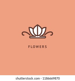 Vector luxury flower logo design. Ornate floral wedding sign. Modern simple premium design vector element. Emblem luxury beauty spa saloon, cosmetics, jewelry, flower shop, restaurant, garden.