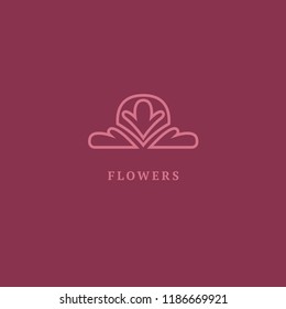Vector luxury flower logo design. Ornate floral wedding sign. Modern simple premium design vector element. Emblem luxury beauty spa saloon, cosmetics, jewelry, flower shop, restaurant, garden.