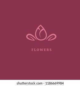 Vector luxury flower logo design. Ornate floral wedding sign. Modern simple premium design vector element. Emblem luxury beauty spa saloon, cosmetics, jewelry, flower shop, restaurant, garden.