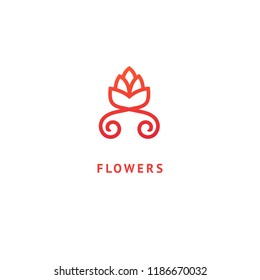 Vector luxury flower logo design. Ornate floral wedding sign. Modern simple premium design vector element. Emblem luxury beauty spa saloon, cosmetics, jewelry, flower shop, restaurant, garden.