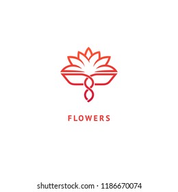 Vector luxury flower logo design. Ornate floral wedding sign. Modern simple premium design vector element. Emblem luxury beauty spa saloon, cosmetics, jewelry, flower shop, restaurant, garden.