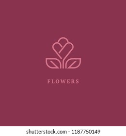 Vector luxury flower logo design. Ornate floral wedding sign. Modern simple premium design vector element. Emblem luxury beauty spa saloon, cosmetics, jewelry, flower shop, restaurant, garden.