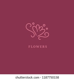 Vector luxury flower logo design. Ornate floral wedding sign. Modern simple premium design vector element. Emblem luxury beauty spa saloon, cosmetics, jewelry, flower shop, restaurant, garden.
