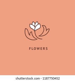 Vector luxury flower logo design. Ornate floral wedding sign. Modern simple premium design vector element. Emblem luxury beauty spa saloon, cosmetics, jewelry, flower shop, restaurant, garden.