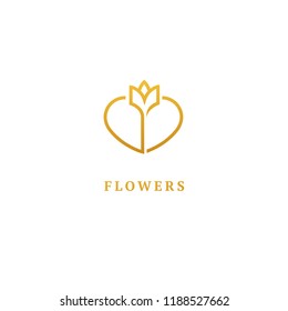 Vector luxury flower logo design. Ornate floral wedding sign. Modern simple premium design vector element. Emblem luxury beauty spa saloon, cosmetics, jewelry, flower shop, restaurant, garden.