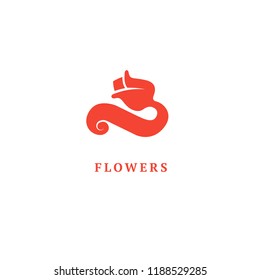 Vector luxury flower logo design. Ornate floral wedding sign. Modern simple premium design vector element. Emblem luxury beauty spa saloon, cosmetics, jewelry, flower shop, restaurant, garden.
