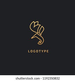 Vector luxury flower logo design. Ornate floral wedding sign. Modern simple premium design vector element. Emblem luxury beauty spa saloon, cosmetics, jewelry, flower shop, restaurant, garden.