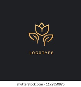 Vector luxury flower logo design. Ornate floral wedding sign. Modern simple premium design vector element. Emblem luxury beauty spa saloon, cosmetics, jewelry, flower shop, restaurant, garden.